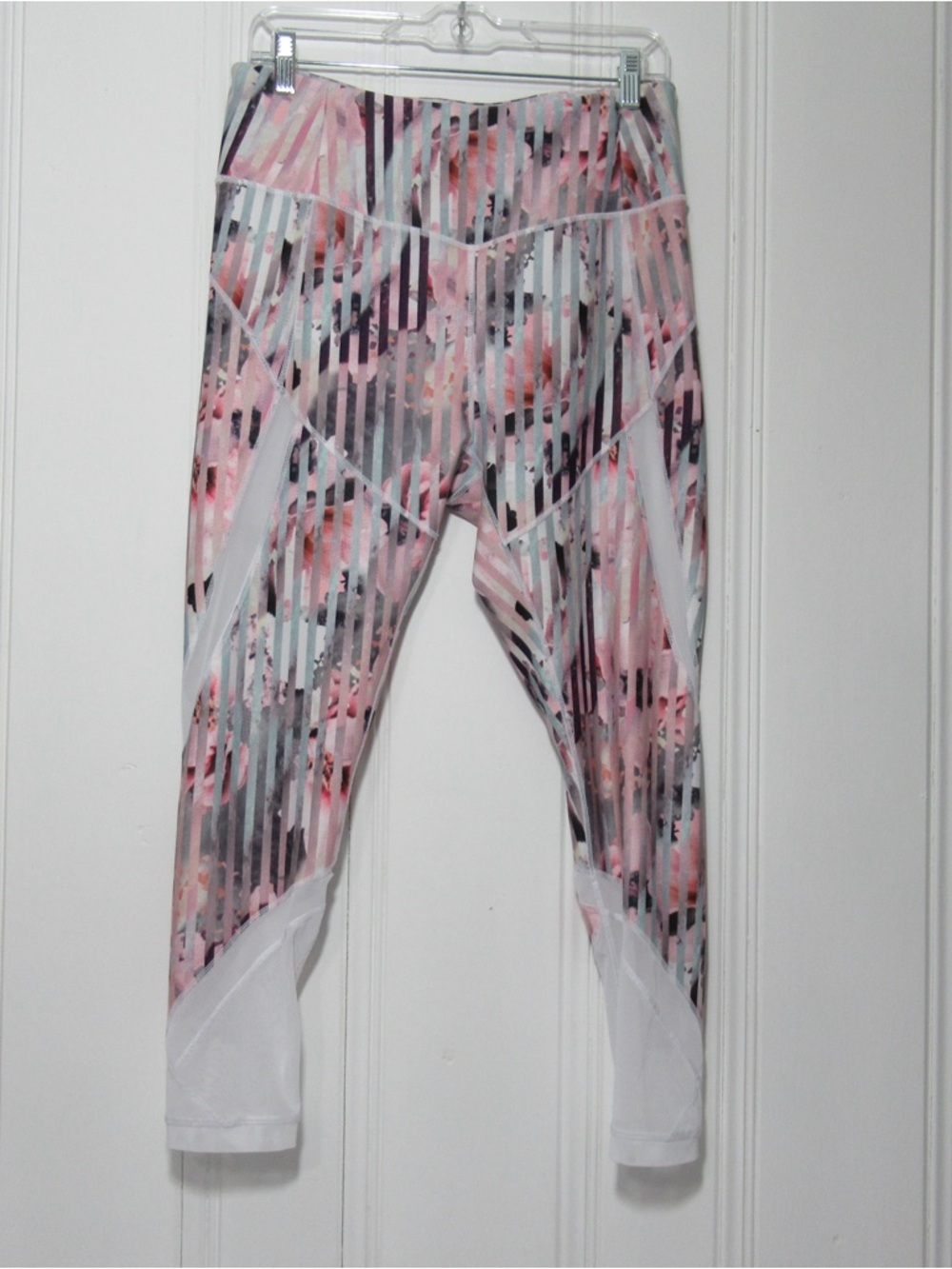 Calia by Carrie Underwood Pink Striped Athletic Leggings Size Large